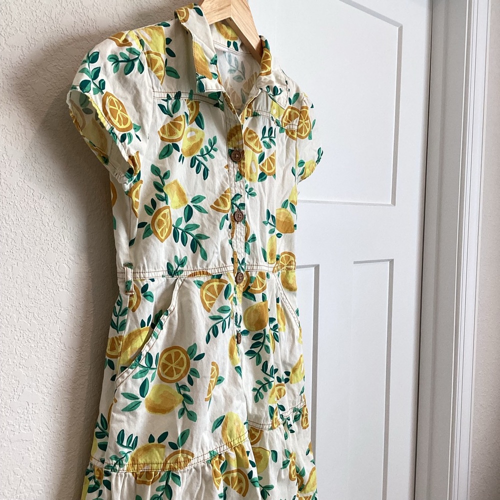 🍋 Girl’s Collared Button-Front Short-Sleeve Dress - Picture 3 of 7